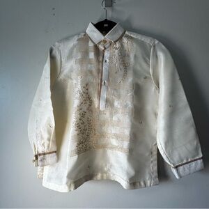 Barong Tagalog Classic White Button Down Dress Shirt size 12